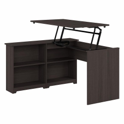 BUSH FURNITURE Cabot 52W 3 Position Sit to Stand Corner Desk With Shelves, Heather In Gray