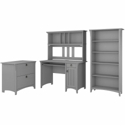 BUSH FURNITURE Desk With Hutch, Lateral File Cabinet And 5 Shelf Bookcase Cape Cod In Gray