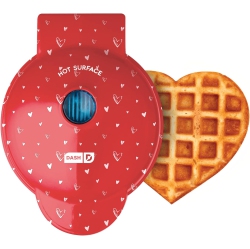 DASH Mini Maker for Individual Waffles, Hash Browns, Keto Chaffles With Easy to Clean, Non-Stick Surfaces, 4 Inch Love Heart In Red