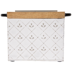 NORTHLIGHT 7" Embossed Square Storage Box With Wooden Frame In White