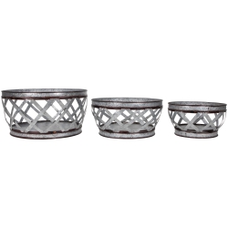 NORTHLIGHT Set Of 3 Metal Woven Nesting Baskets 12.5