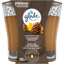 GLADE Scented Candle, Cashmere Woods | 1-Wick Candle Infused With Essential Oils for Home Fragrance - Ideal Christmas Gift for Festive Ambiance