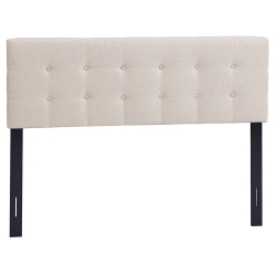 GYMAX Full/queen Size Headboard Linen Fabric Upholstered Button Tufted Solid Wood Leg