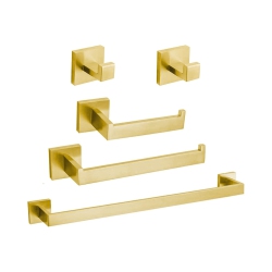 NIERBO 5-Pieces Brushed Square Bathroom Hardware Set, Includes 24 Inch Towel Bar, Hand Towel Holder, Toilet Paper Holder, 2 Towel Hooks, Wall Mounted