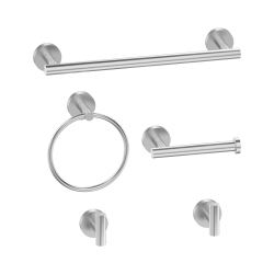 NIERBO 5-Pieces Brushed Nickel Square Bathroom Hardware Set, Includes 16 Inch Towel Bar, Towel Ring, Toilet Paper Holder, 2 Towel Hooks, Wall Mounted