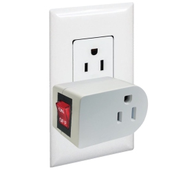 ELINK - Grounded Wall Outlet Adapter, Illuminated Power Switch In White