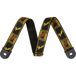 FENDER Quickgrip Monogram Locking End Guitar Strap - Black/yellow/brown