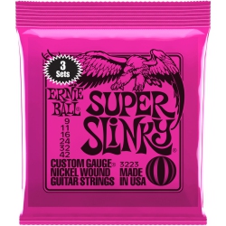 ERNIE BALL Super Slinky Nickel Wound Electric Guitar Strings - 9-42 3 Pack