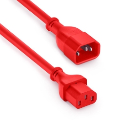 LEXTEC 10Ft Iec C13 to C14 Power Cord 18 Awg Sjt In Red