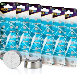 MEDCA 1.5V Alkaline Batteries - Lr41, 192, 92A, Lr736, And Ag3 Battery - Button Coin Cell for Hearing Aids, Amplifiers, Clocks, Toys Remotes
