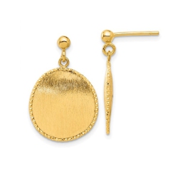 GEM AND HARMONY 14K Gold Brushed Circles Dangle Earrings In Yellow