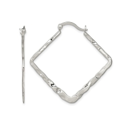 GEM AND HARMONY Sterling Hammered Square Hoop Earrings In Silver