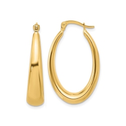 GEM AND HARMONY 14K Gold Polished Oval Hoop Earrings In Yellow