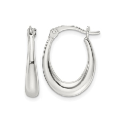 GEM AND HARMONY Classic Polished Sterling Hoop Earrings In Silver