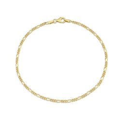 GEM AND HARMONY Figaro Chain Anklet In Plated Sterling Silver (9.00 Inches) In Yellow