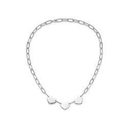 GEM AND HARMONY Sterling Triple Heart Paperclip Link Necklace (17.5 Inches) In Silver