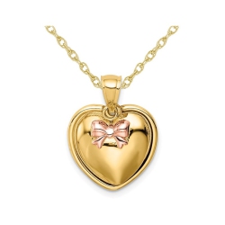 GEM AND HARMONY 14K Gold - I Love You - Heart Charm Pendant Necklace With Chain In Yellow