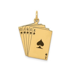 GEM AND HARMONY 14K Gold Playing Cards Charm Pendant (No Chain) In Yellow