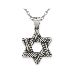 GEM AND HARMONY Antiqued Sterling Star Of David Medal Pendant Necklace With Chain In Silver