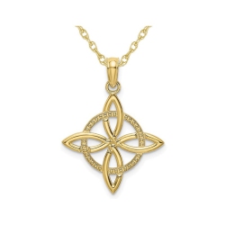GEM AND HARMONY 10K Gold Celtic Eternity Knot Charm Pendant Necklace With Chain In Yellow