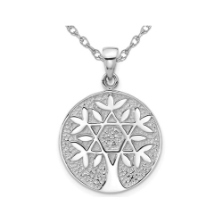 GEM AND HARMONY Sterling Star Of David Tree Of Life Pendant Necklace With Chain In Silver