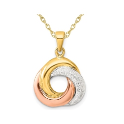 GEM AND HARMONY Sterling Silver And Rose Plated Knot Pendant Necklace With Chain In Gold