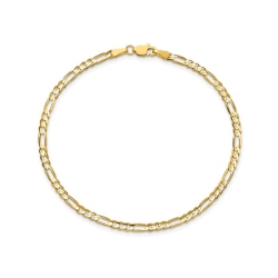 GEM AND HARMONY Concave 3MM Figaro Bracelet 8 Inches In 14K Gold In Yellow