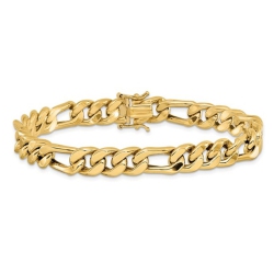 GEM AND HARMONY Mens 14K Gold Polished Figaro Link Bracelet (8 Inches) In Yellow