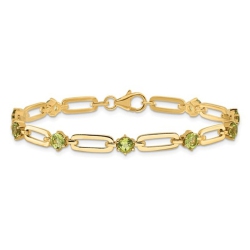GEM AND HARMONY 3.60 Carat (Ctw) Peridot Paperclip Chain Bracelet In Sterling Silver (7.5 Inches) In Yellow