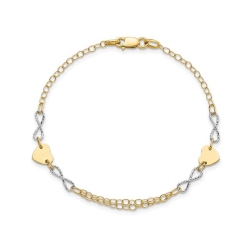 GEM AND HARMONY 14K Gold Infinity And Heart Bracelet (7 Inches) In Yellow