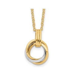 GEM AND HARMONY 14K And White Gold Interlocking Circle Necklace (16.75 Inches 1 Inch Ext) In Yellow