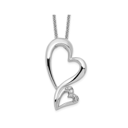 GEM AND HARMONY -Protected Heart- Pendant Necklace In Sterling With Synthetic Cubic Zirconia (Cz) In Silver
