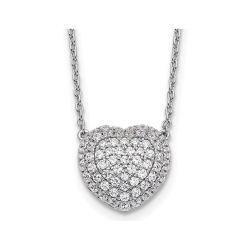 GEM AND HARMONY 3/4 Carat (Ctw Vs2-Si1, D-E-F) Lab-Grown Diamond Cluster Heart Pendant Necklace In 14K Gold With Chain In White