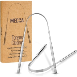 MEDCA Tongue Scrapers - Pack Of 2 - Stainless Steel Tongue Cleaners Brush for Help Getting Rid Of Bad Breath & Bacteria - Food Scraper to Keeps Mouth
