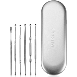 MEDCA Ear Wax Removal Kit - 6 Piece Ear Cleansing Tool Set, Stainless Steel Ear Curette Earwax Removal Kit for Thorough Ear Cleaner \w Spiral Spring