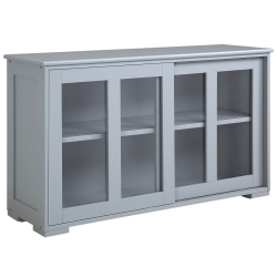 HOMCOM Modern Kitchen Storage Cabinet With 2 Sliding Glass Doors, Sideboard Buffet Cabinet With Adjustable Shelf, Coffee Bar Station, Light In Grey