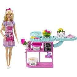 BARBIE Florist Playset With Doll, Flower-Making Station, Dough, Mold, Vases & Teddy Bear