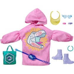 BARBIE Fashions Storytelling Fashion Pack- Hoodie With Dinosaur - Inspired By Brand Roxy In Pink