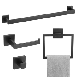 NIERBO 4 Pieces Matte Bathroom Hardware Set, Includes 23.6 Inch Towel Bar, Towel Ring, Toilet Paper Holder, Robe Hook, Stainless Steel, Wall Mounted