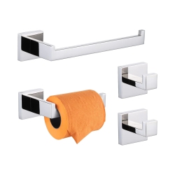 NIERBO 4 Pieces Polished Chrome Bathroom Hardware Set, Includes Hand Towel Holder, Toilet Paper Holder, 2 Robe Hook, Stainless Steel, Wall Mounted
