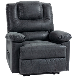 HOMCOM Manual Recliner Chair, Pu Leather Reclining Chair, Single Recliner Sofa for Living Room With Footrest And 2 Side Pockets In Black