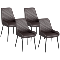 HOMCOM Modern Dining Chairs Set Of 4, Pu Leather Upholstered Kitchen Chairs With Diamond Tufting And Steel Legs for Dining Room, Living Room, Bedroom