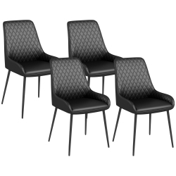 HOMCOM Modern Dining Chairs Set Of 4, Pu Leather Upholstered Kitchen Chairs With Diamond Tufting And Steel Legs for Dining Room, Living Room, Bedroom