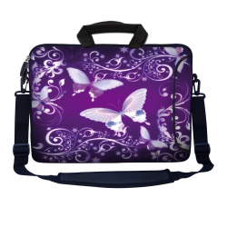 LSS 15.6 Inch Laptop Sleeve Bag Notebook With Extra Side Pocket, Soft Carrying Handle & Removable Shoulder Strap for 14" 15" 15.4" 15.6" - Butterfly