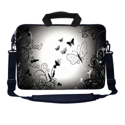 LSS 15.6 Inch Laptop Sleeve Bag Notebook \w Extra Side Pocket, Soft Carrying Handle & Removable Shoulder Strap for 14" 15" 15.4" 15.6" - Dark