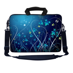 LSS 15.6 Inch Laptop Sleeve Bag Notebook \w Extra Side Pocket, Soft Carrying Handle & Removable Shoulder Strap for 14" 15" 15.4" 15.6" - Floral