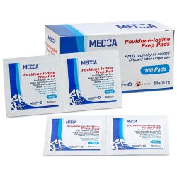 MEDCA (Box Of 100 Count) Prep Solution Pads, 10% Swabs for Individual Disinfecting Wipes, Disposable Cotton Antiseptic Surgical Pad for Wound Care