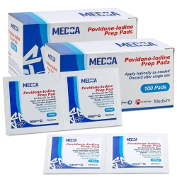 MEDCA Iodine Prep Pads - (Box Of 200 Count) Iodine Prep Solution Pads, 10% Povidone Iodine Swabs for Individual Disinfecting Wipes, Disposable Cotton