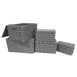 JESSAR - Set Of 5 Fabric Storage Baskets With Flip Lids In Gray