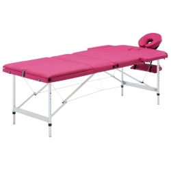VIDAXL Foldable Massage Table 3 Zones Aluminium In Pink